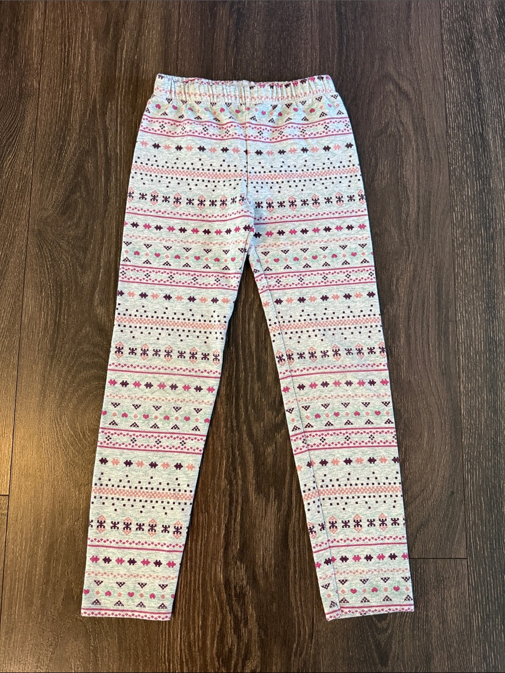 jumping beans Pink and White Fair Isle Girls' Leggings